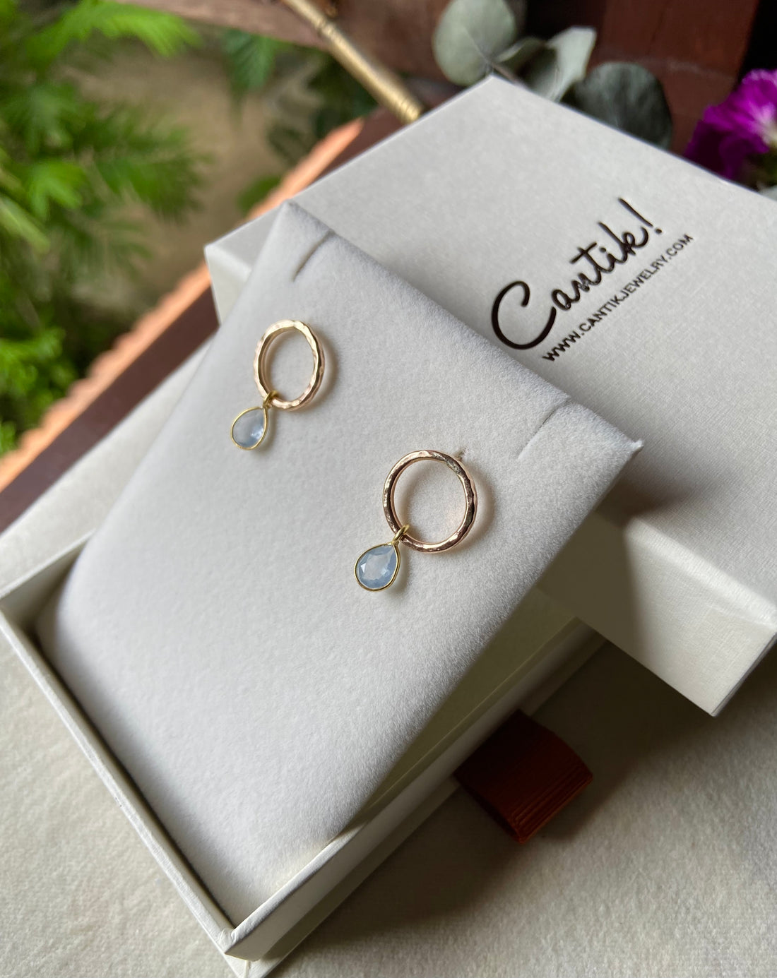 Sky Blue Topaz Hoop Stud Earrings, November Birthstone Earrings