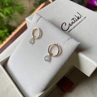Sky Blue Topaz Hoop Stud Earrings, November Birthstone Earrings
