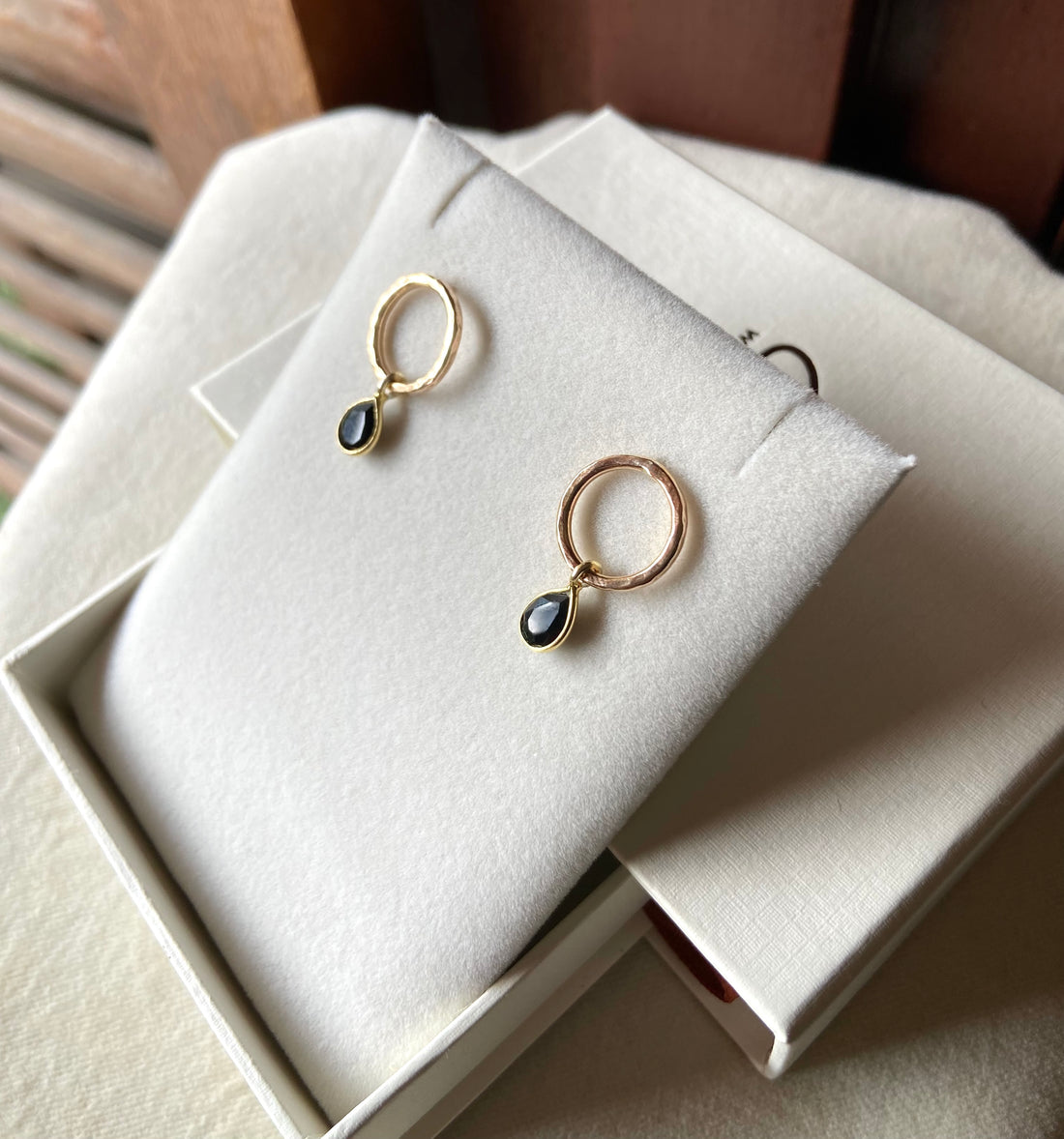 Black Onyx Hoop Stud Earrings