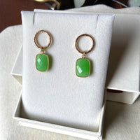 Chrysoprase Hoop Stud Earrings