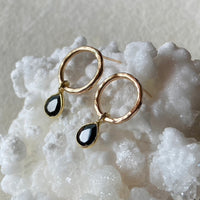 Black Onyx Hoop Stud Earrings