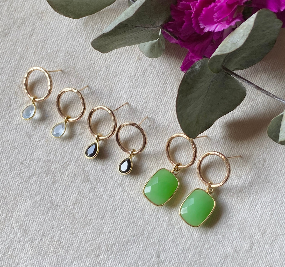 Sky Blue Topaz Hoop Stud Earrings, November Birthstone Earrings