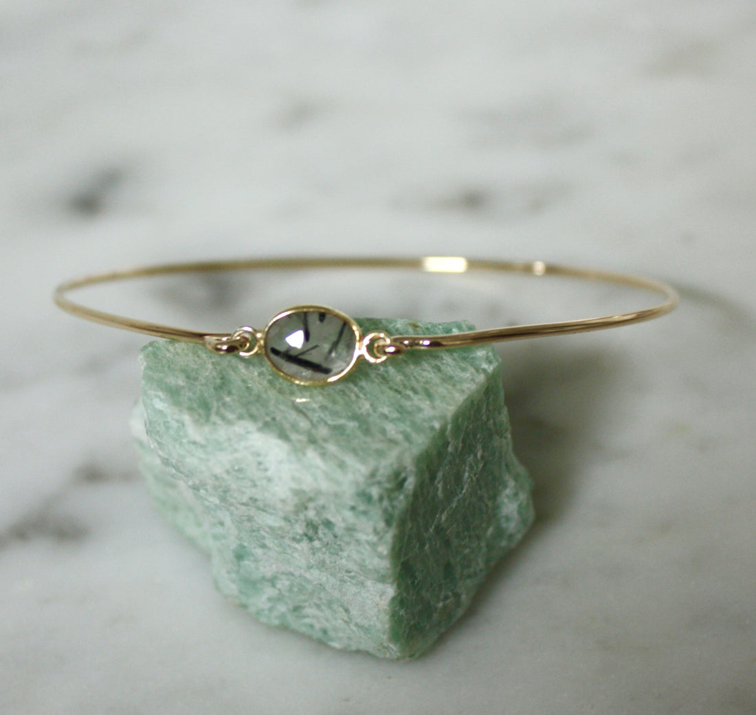 Tourmalinated Quartz Bangle Bracelet