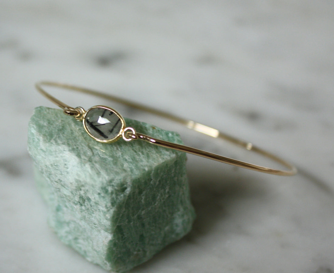 Tourmalinated Quartz Bangle Bracelet