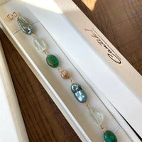 Tibetan Turquoise, Prasiolite and Pearl Statement Bracelet, June December February Birthstone Bracelet
