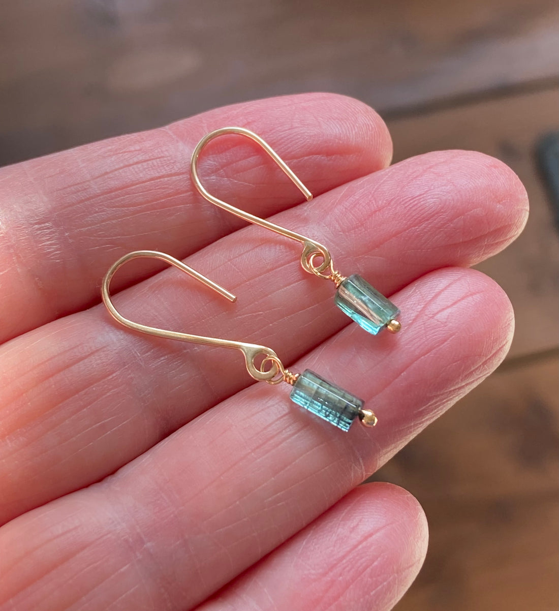 Indicolite Teal Blue Tourmaline Earrings, October Birthstone Earrings
