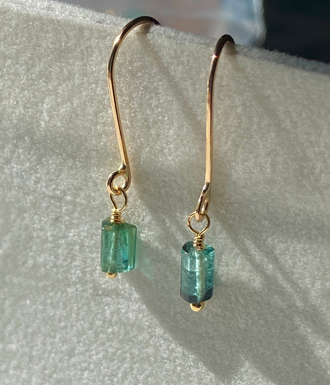Indicolite Teal Blue Tourmaline Earrings, October Birthstone Earrings