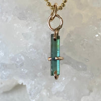 Teal Blue Indicolite Tourmaline Pendant Necklace, October Birthstone Necklace