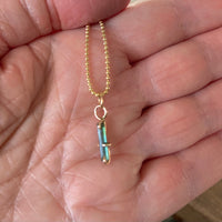 Teal Blue Indicolite Tourmaline Pendant Necklace, October Birthstone Necklace