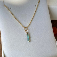 Teal Blue Indicolite Tourmaline Pendant Necklace, October Birthstone Necklace
