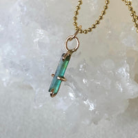 Teal Blue Indicolite Tourmaline Pendant Necklace, October Birthstone Necklace