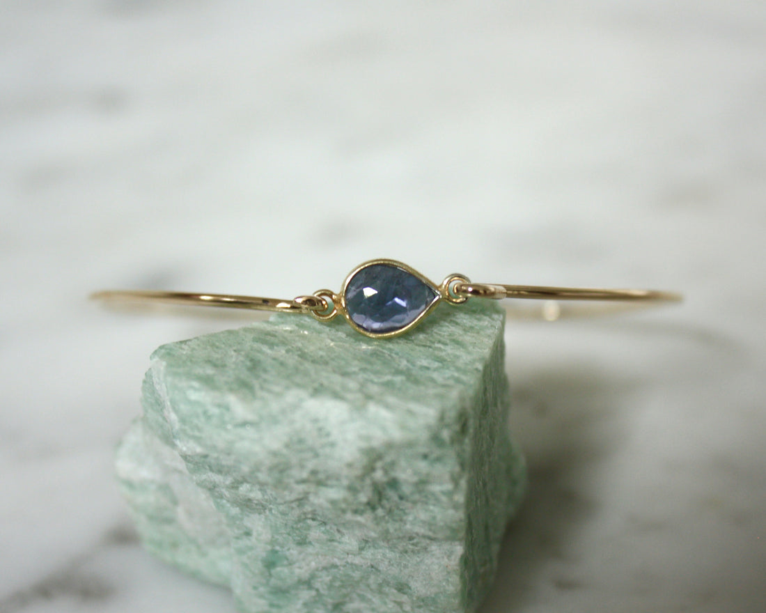 Iolite / Water Sapphire Bangle Bracelet, September Birthstone Bracelet