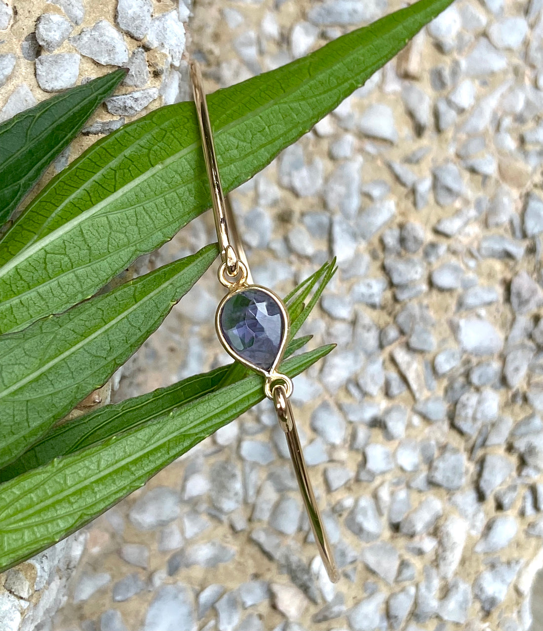 Iolite / Water Sapphire Bangle Bracelet, September Birthstone Bracelet