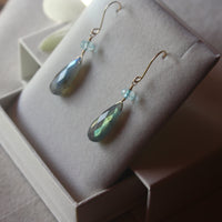 Labradorite and Sky Blue Topaz Earrings, November Birthstone Earrings