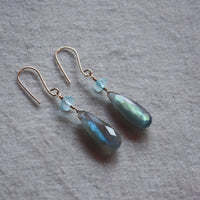 Labradorite and Sky Blue Topaz Earrings, November Birthstone Earrings