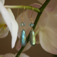 Labradorite and Sky Blue Topaz Earrings, November Birthstone Earrings
