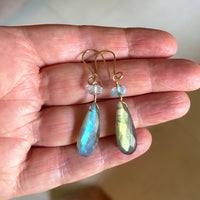 Labradorite and Sky Blue Topaz Earrings, November Birthstone Earrings