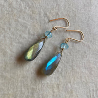 Labradorite and Sky Blue Topaz Earrings, November Birthstone Earrings