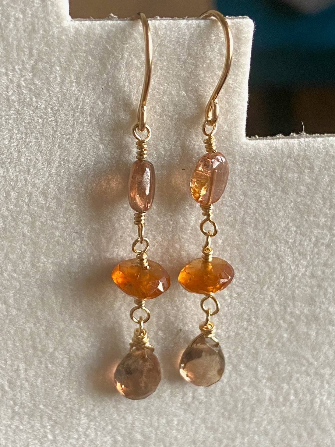 Long Garnet Earrings, Dangling Autumn Earrings, January Birthstone Earrings