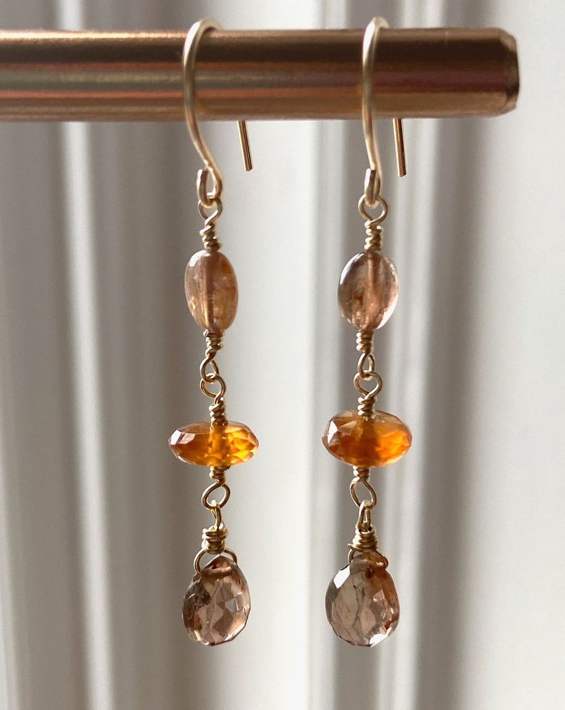 Long Garnet Earrings, Dangling Autumn Earrings, January Birthstone Earrings