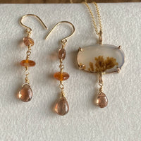 Long Garnet Earrings, Dangling Autumn Earrings, January Birthstone Earrings