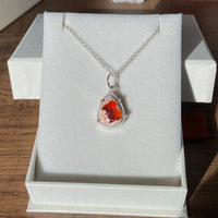 Mexican Fire Opal Pendant Necklace, Cantera Opal Pendant Necklace, SOLID 14k Gold and Silver Pendant,Orange Opal Pendant, October Birthstone