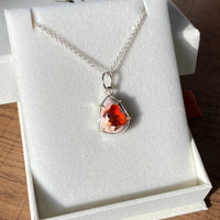 Mexican Fire Opal Pendant Necklace, Cantera Opal Pendant Necklace, SOLID 14k Gold and Silver Pendant,Orange Opal Pendant, October Birthstone