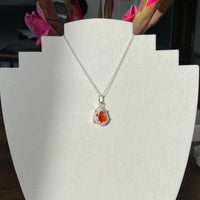 Mexican Fire Opal Pendant Necklace, Cantera Opal Pendant Necklace, SOLID 14k Gold and Silver Pendant,Orange Opal Pendant, October Birthstone