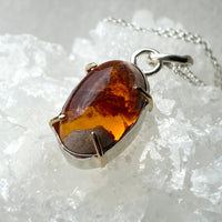 Mexican Cantera Fire Opal Pendant Necklace, October Birthstone Pendant Necklace