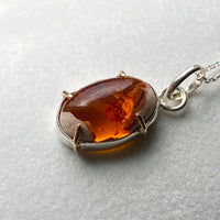 Mexican Cantera Fire Opal Pendant Necklace, October Birthstone Pendant Necklace