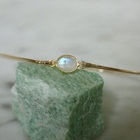 Rainbow Moonstone Bangle Bracelet, June Birthstone Bracelet