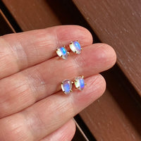 Rainbow Moonstone Droplet Stud Earrings, June Birthstone Earrings, Bridesmaid Earrings