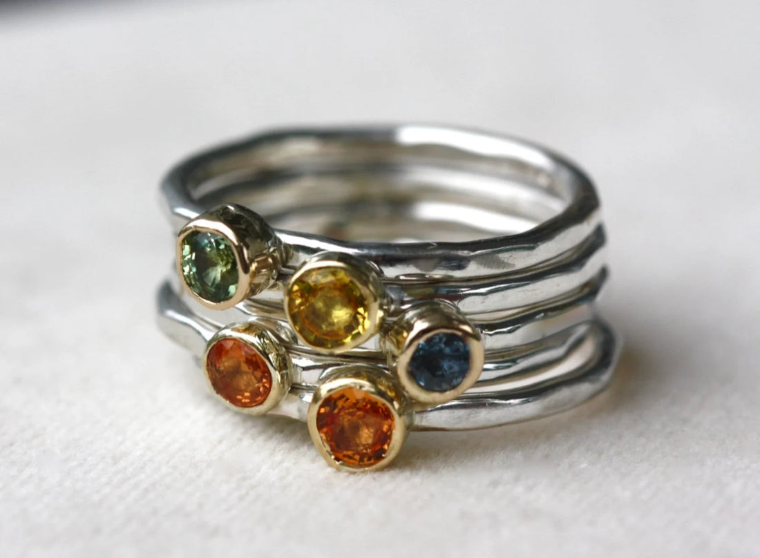 Sapphire Ring, 18k Gold and Sterling Silver, September Birthstone Ring, Engagement Wedding Ring