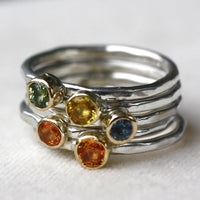 Sapphire Ring, 18k Gold and Sterling Silver, September Birthstone Ring, Engagement Wedding Ring