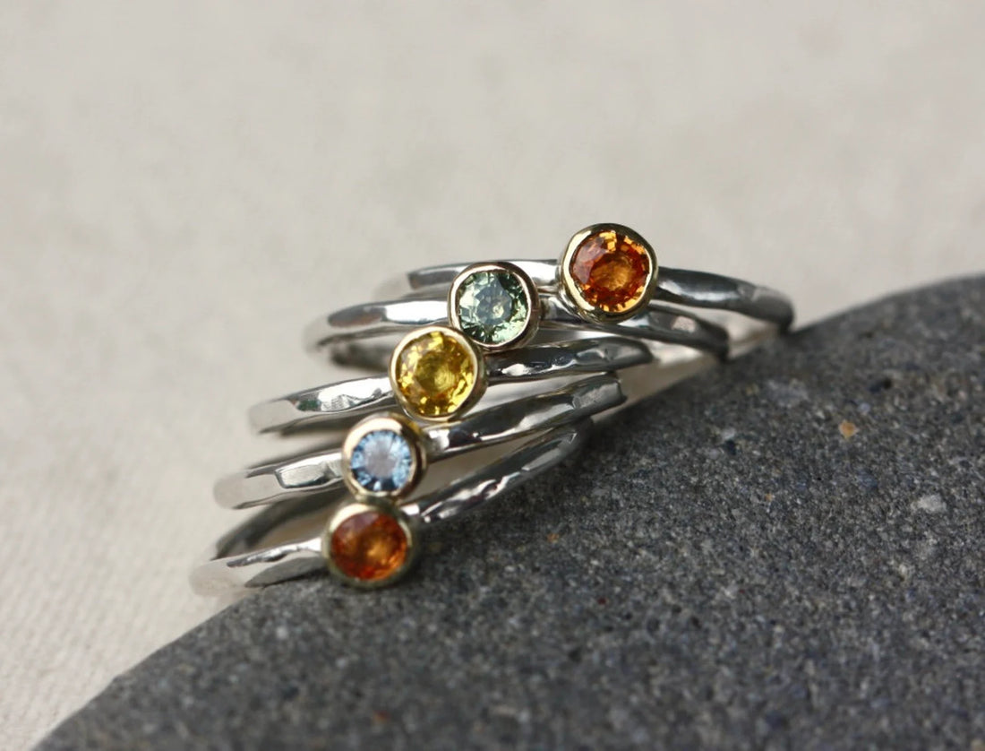 Sapphire Ring, 18k Gold and Sterling Silver, September Birthstone Ring, Engagement Wedding Ring