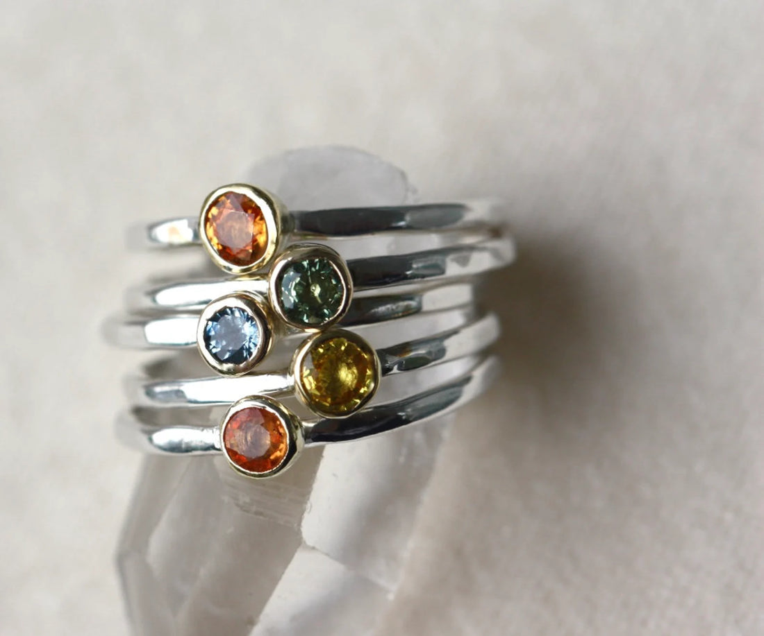 Sapphire Ring, 18k Gold and Sterling Silver, September Birthstone Ring, Engagement Wedding Ring