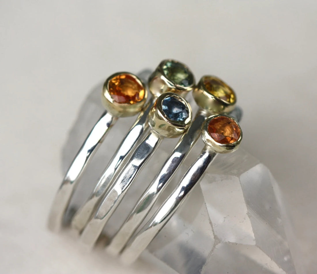 Sapphire Ring, 18k Gold and Sterling Silver, September Birthstone Ring, Engagement Wedding Ring