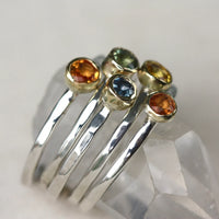 Sapphire Ring, 18k Gold and Sterling Silver, September Birthstone Ring, Engagement Wedding Ring
