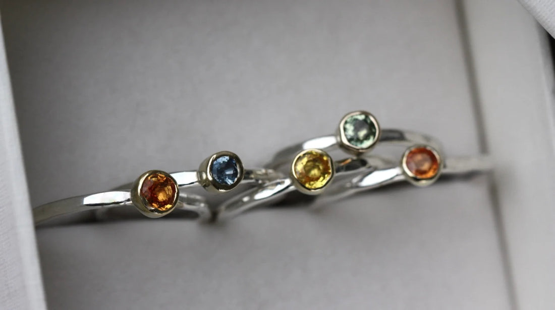 Sapphire Ring, 18k Gold and Sterling Silver, September Birthstone Ring, Engagement Wedding Ring