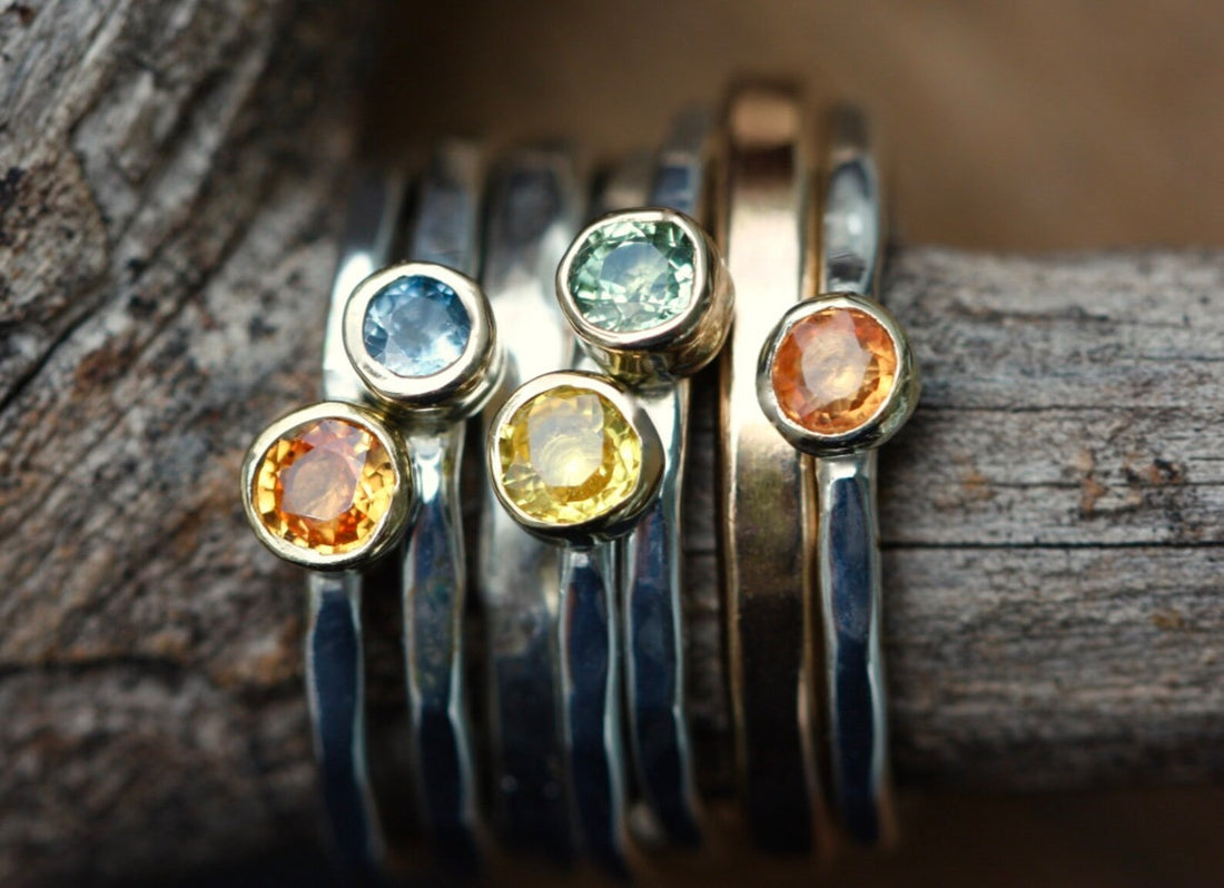Sapphire Ring, 18k Gold and Sterling Silver, September Birthstone Ring, Engagement Wedding Ring