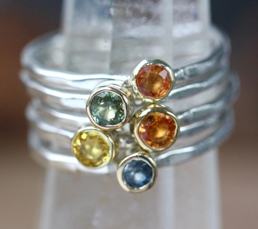 Sapphire Ring, 18k Gold and Sterling Silver, September Birthstone Ring, Engagement Wedding Ring