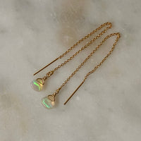 Natural Opal Threader Earrings, October Birthstone Earrings