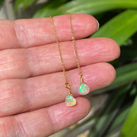Natural Opal Threader Earrings, October Birthstone Earrings