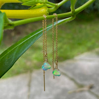 Natural Opal Threader Earrings, October Birthstone Earrings