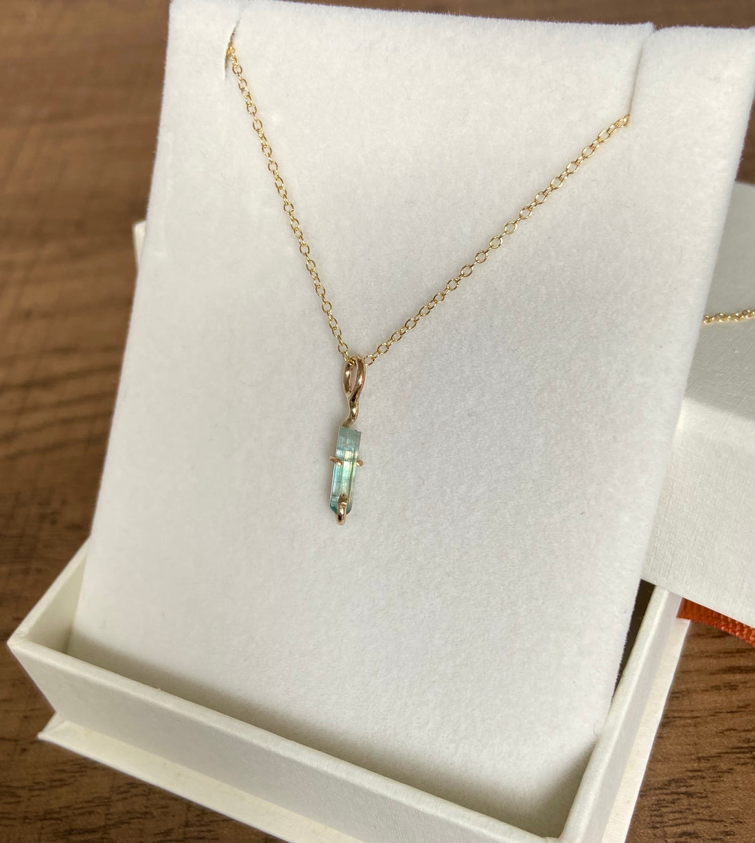 Raw Paraiba Tourmaline Pendant Necklace, October Birthstone Necklace