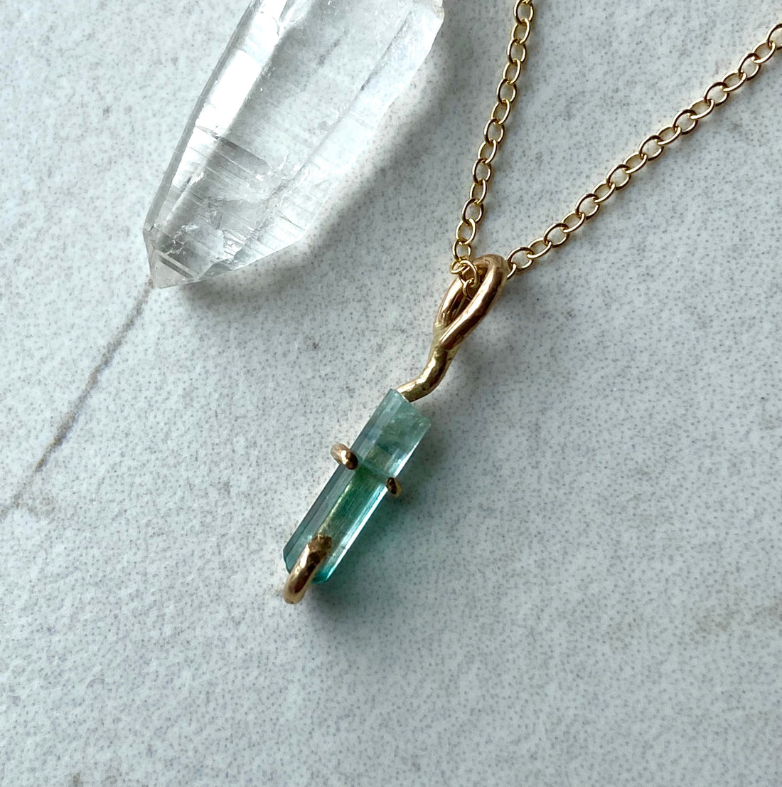 Raw Paraiba Tourmaline Pendant Necklace, October Birthstone Necklace