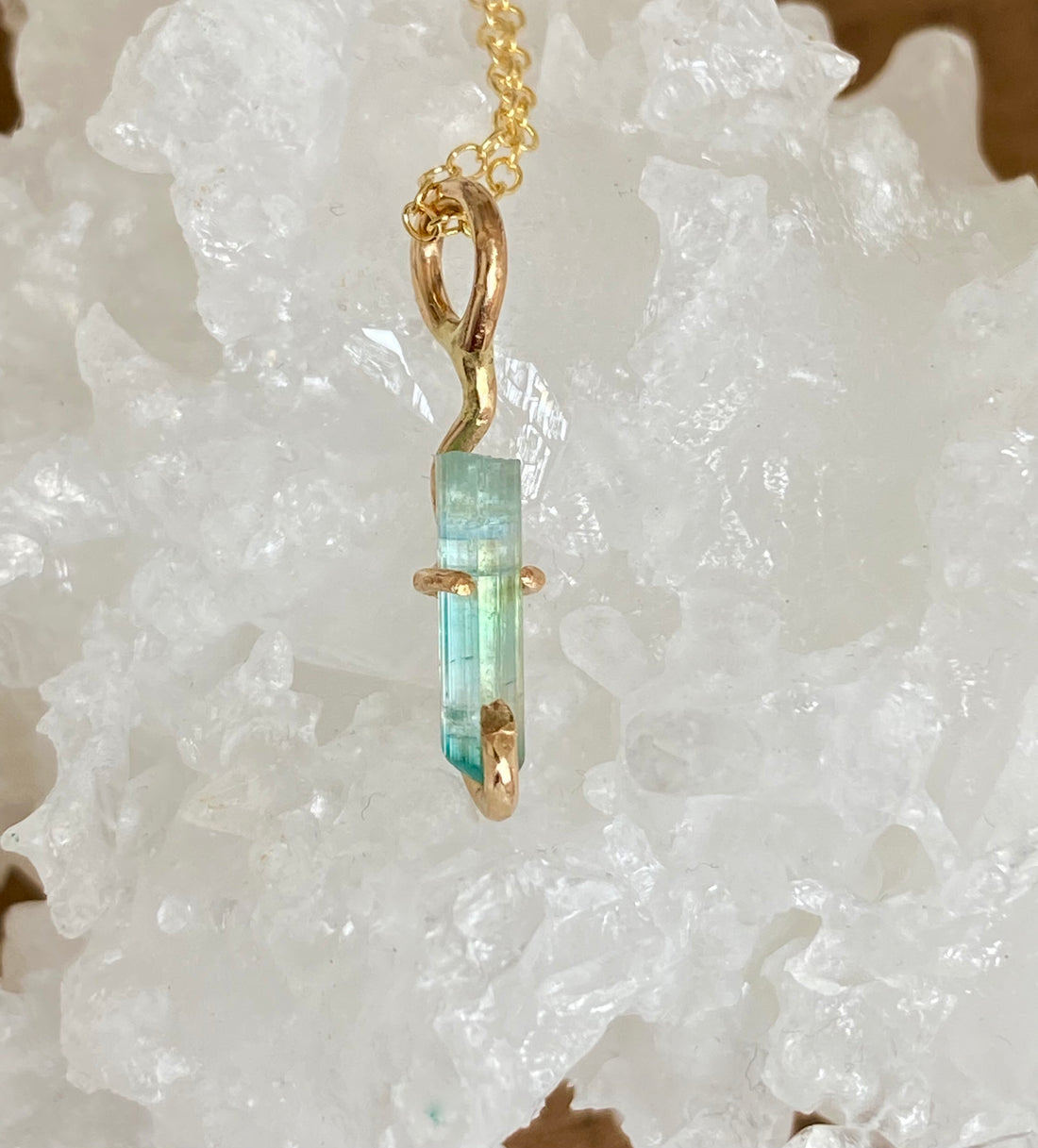 Raw Paraiba Tourmaline Pendant Necklace, October Birthstone Necklace
