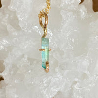 Raw Paraiba Tourmaline Pendant Necklace, October Birthstone Necklace