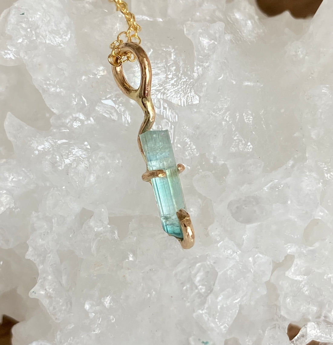 Raw Paraiba Tourmaline Pendant Necklace, October Birthstone Necklace