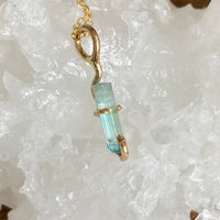 Raw Paraiba Tourmaline Pendant Necklace, October Birthstone Necklace